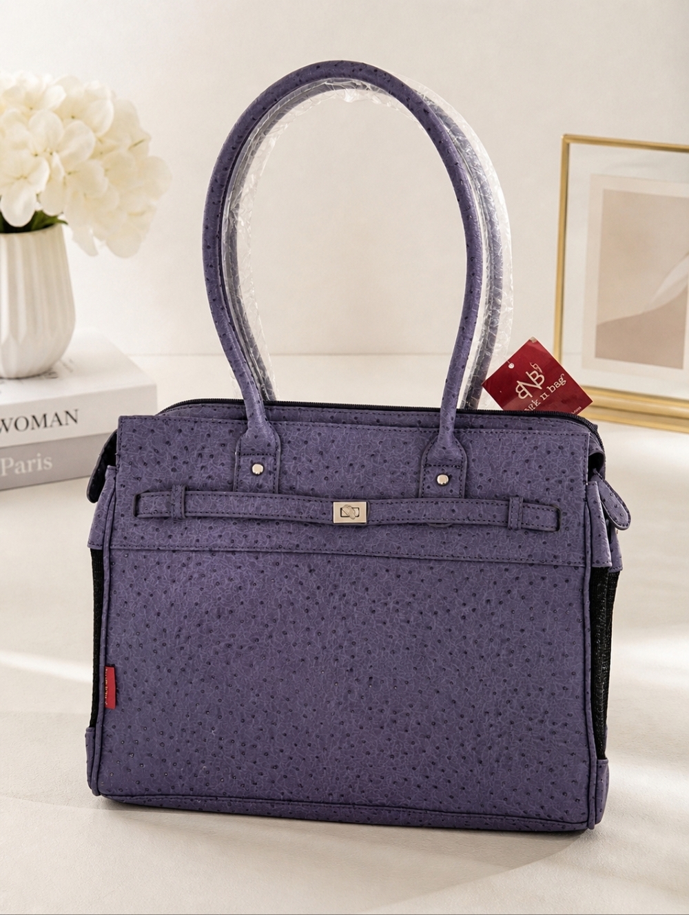 Bark-N-Bag Periwinkle Exotic Line Ostrich Wedgewood Pet Carrier